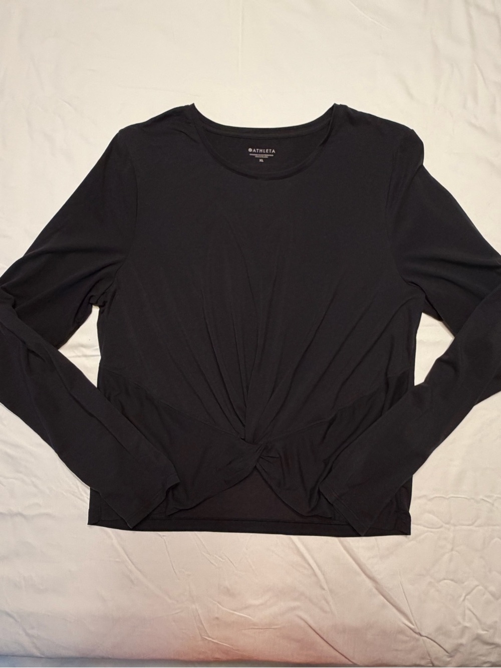 Athleta Black Long Sleeve Twist-Knot Tee